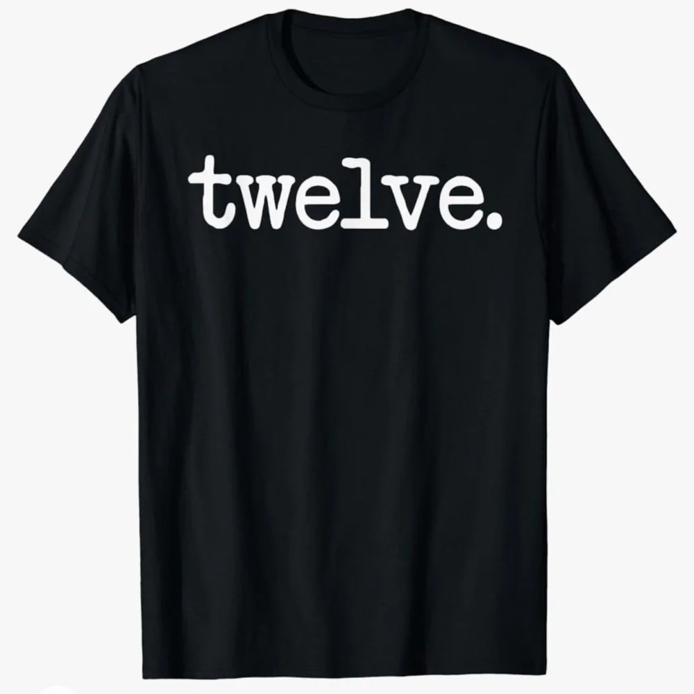Black Polyester Cotton Classic Short Sleeve T-Shirt “Twelve Design” size‎ M